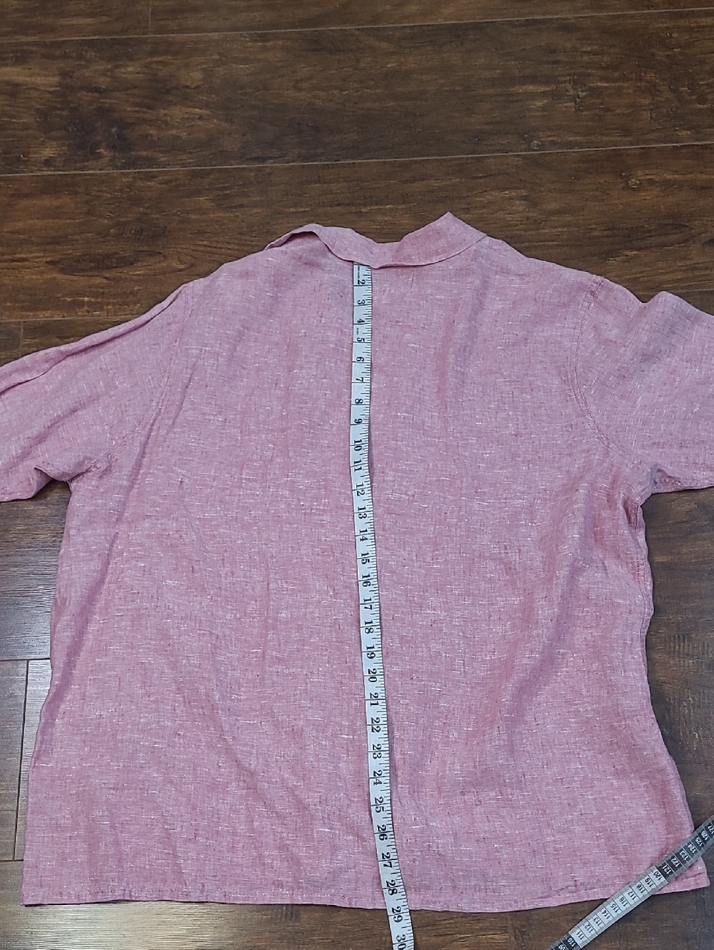 FLAX Men's Light Pink Linen Short-Sleeve Button-Down Shirt  Size M - Picture 7 of 7